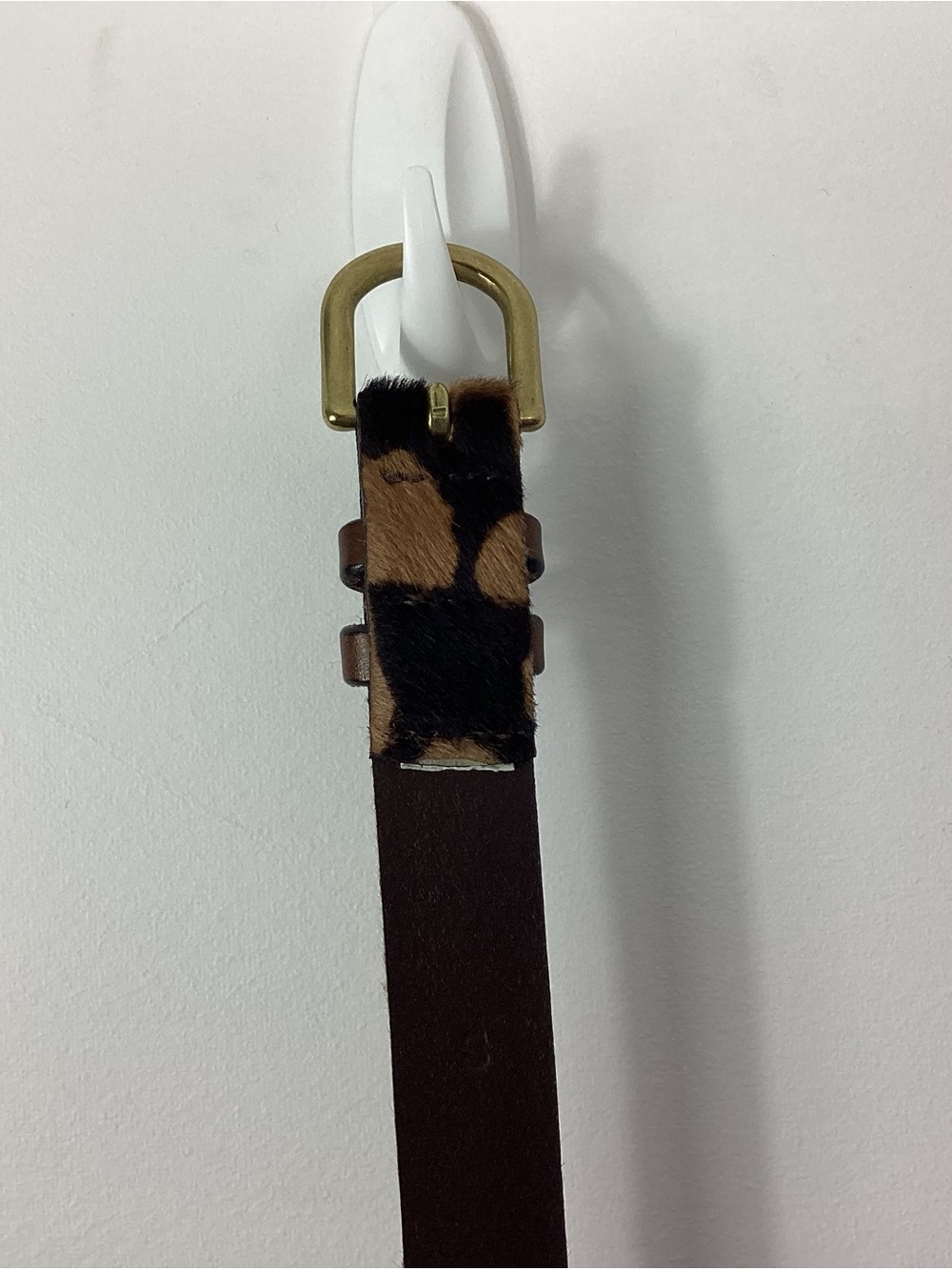 J. Crew Animal Print Calf Hair Leather Belt Size S - Picture 9 of 12